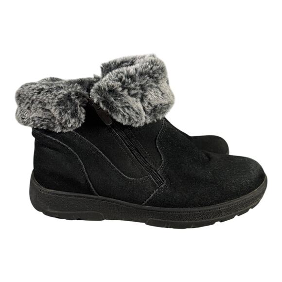 Khombu Suede Faux Fur Winter Boots Black Women’s Size 9 Warm Waterproof Ankle - Picture 2 of 9